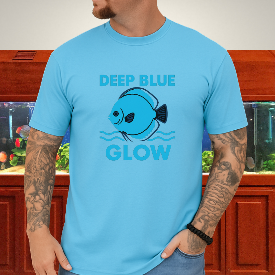 Deep Blue Glow Discus Fish Retro Tee