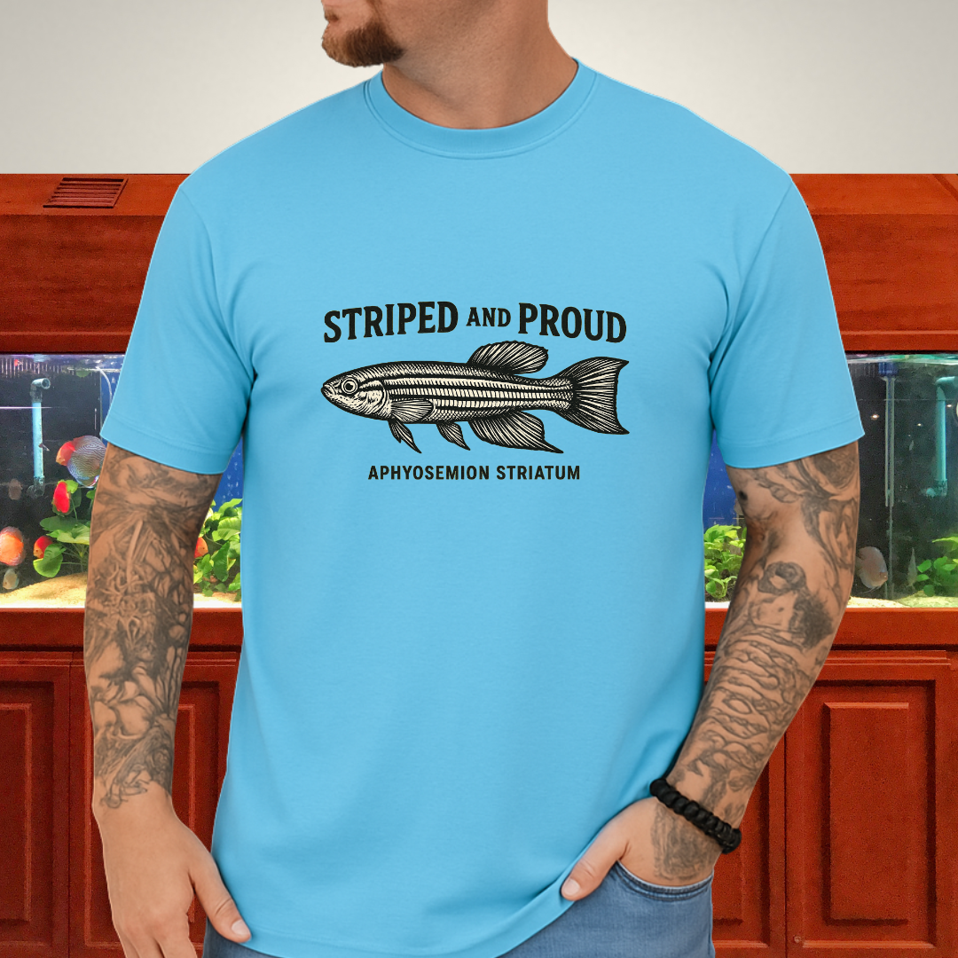 Striped and Proud Tee – Aphyosemion Striatum Retro Banner