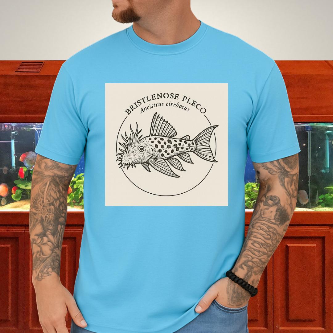 Bristlenose Pleco Tee – Monochrome Etching Style Design-T-Shirt-Fish & Friends Tees