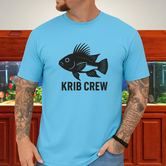 Krib Crew Tee – Minimal Monochrome Kribensis Logo Design-T-Shirt-Fish & Friends Tees