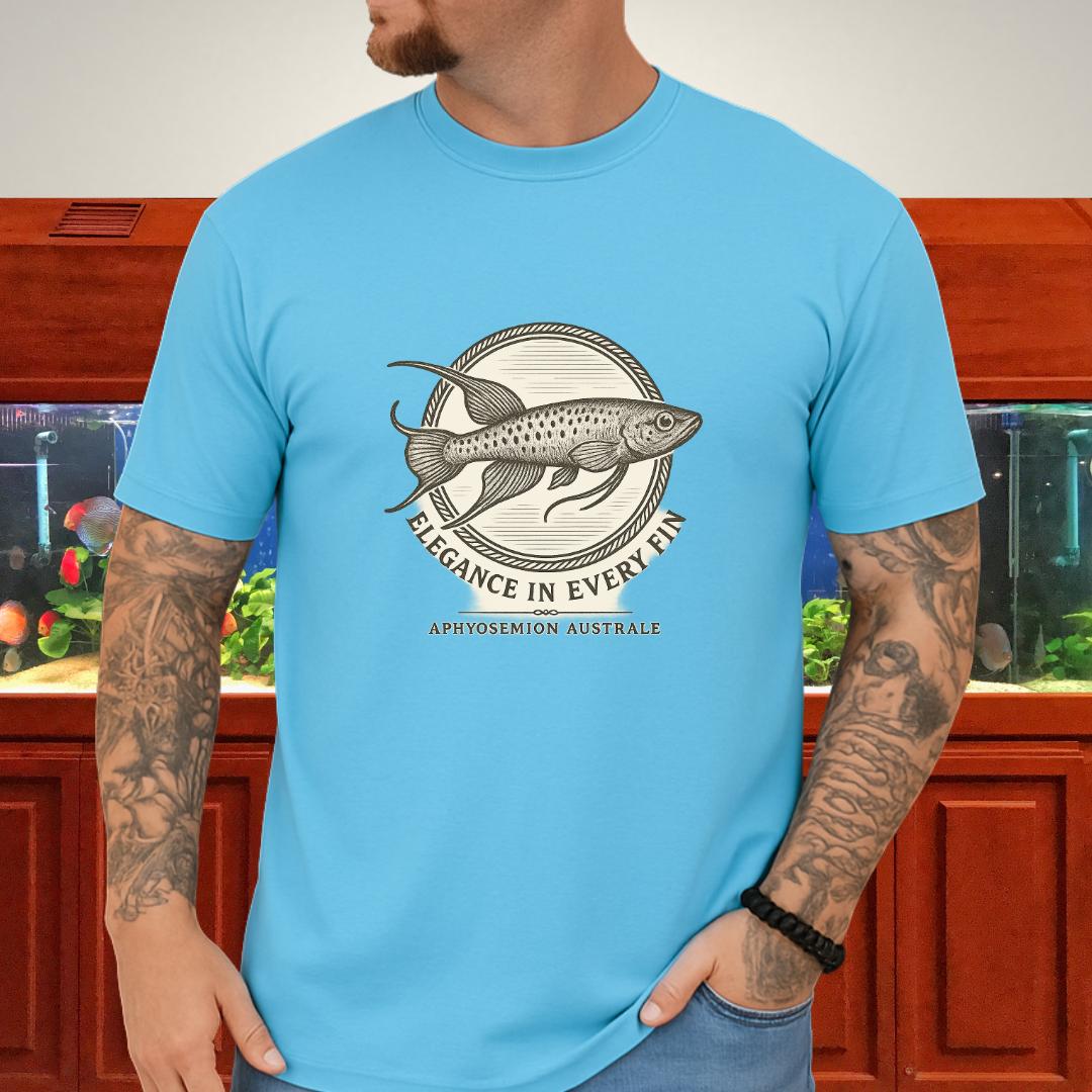 Elegance in Every Fin Tee – Lyretail Killifish Crest Design
