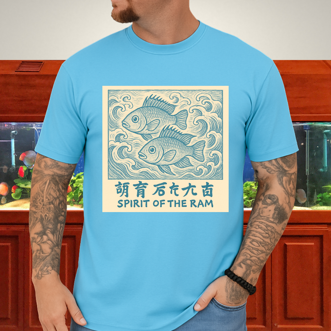 Spirit of the Ram Tee – Ukiyo-e Inspired Cichlid Design