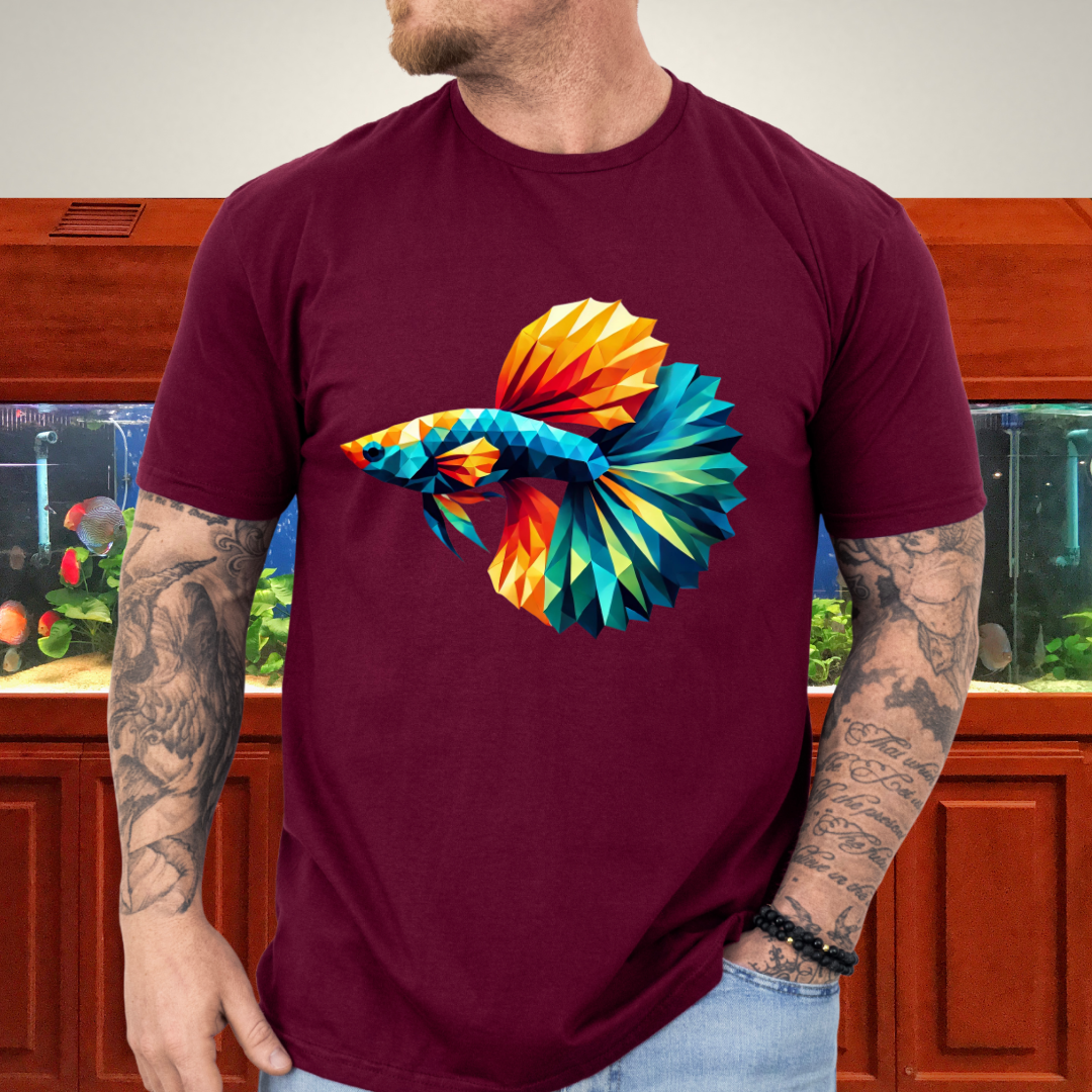 Geometric Guppy Fish T-Shirt – Polygonal Aquarium Style