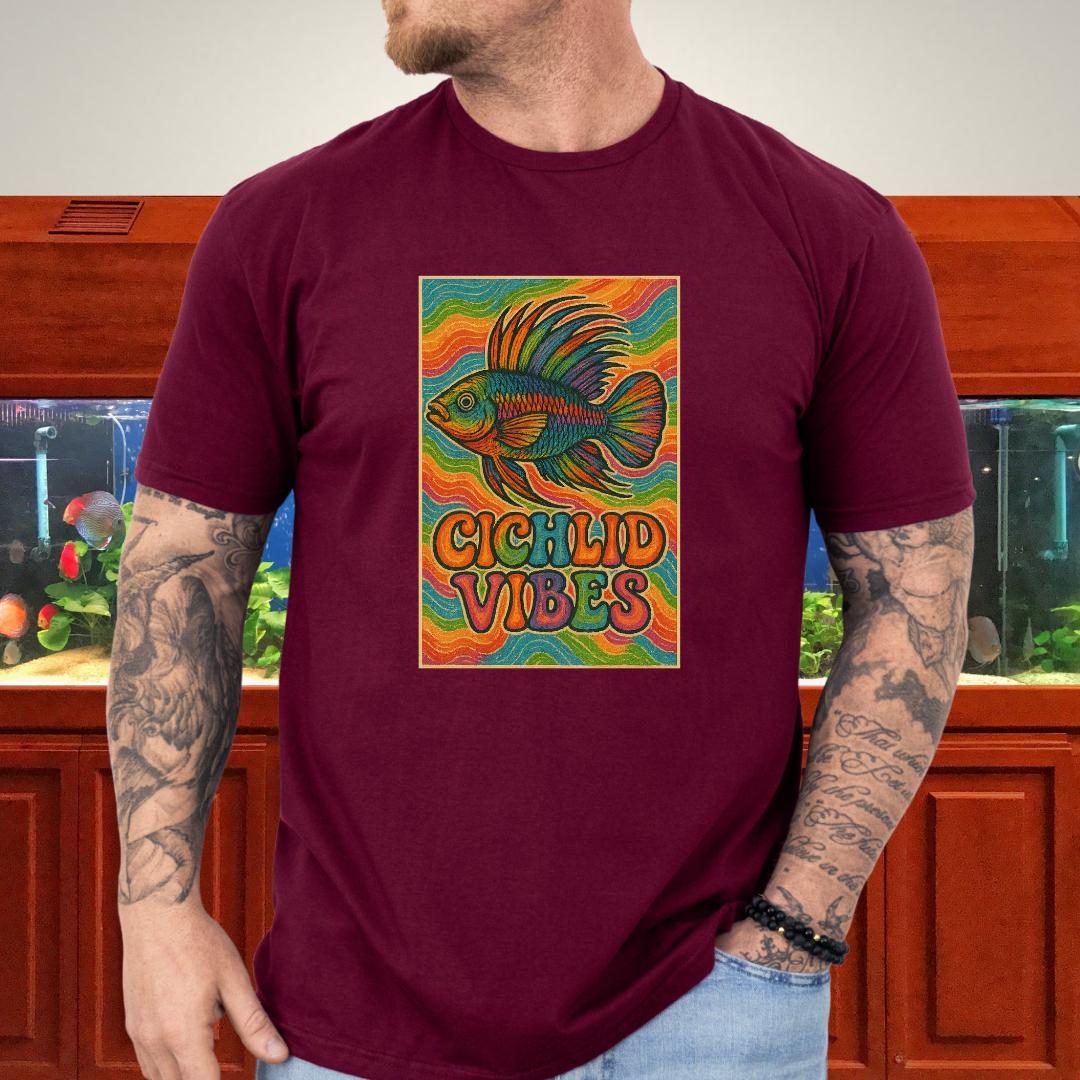 Cichlid Vibes Tee – Groovy Rainbow Apistogramma Design