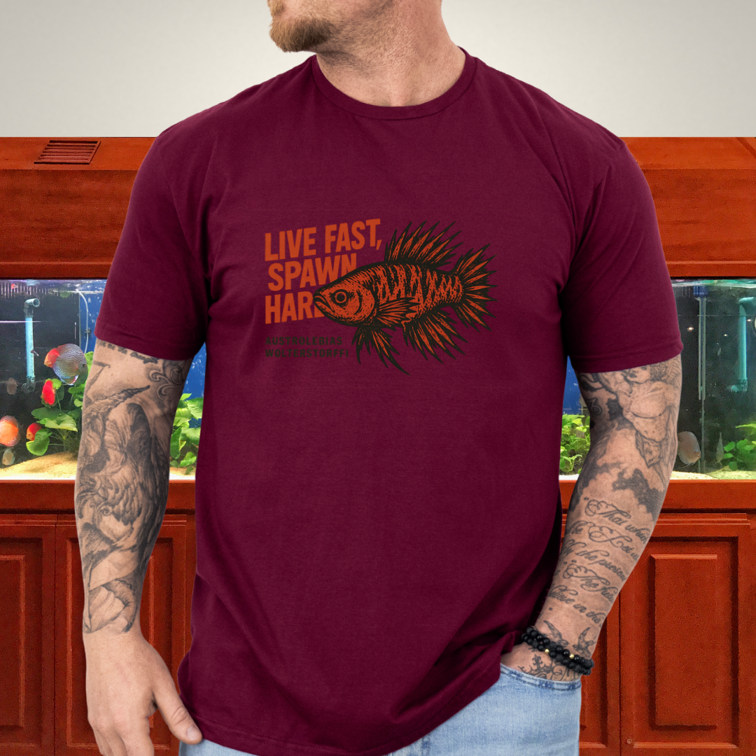Live Fast, Spawn Hard Tee – Wolterstorffi Killifish Punk Design