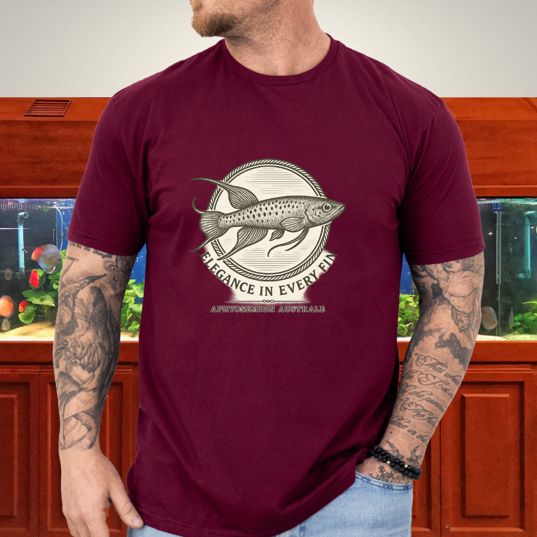 Elegance in Every Fin Tee – Lyretail Killifish Crest Design