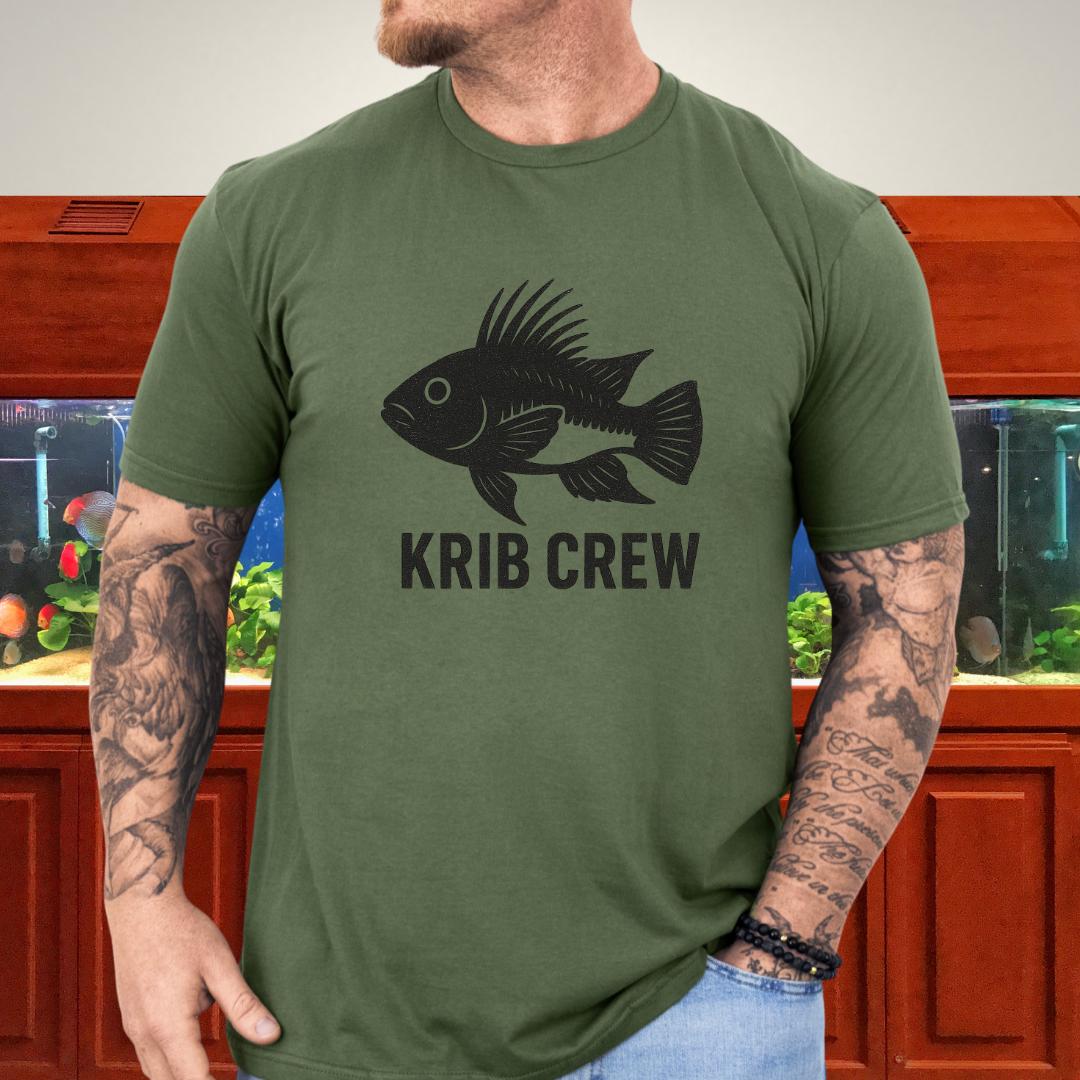 Krib Crew Tee – Minimal Monochrome Kribensis Logo Design-T-Shirt-Fish & Friends Tees