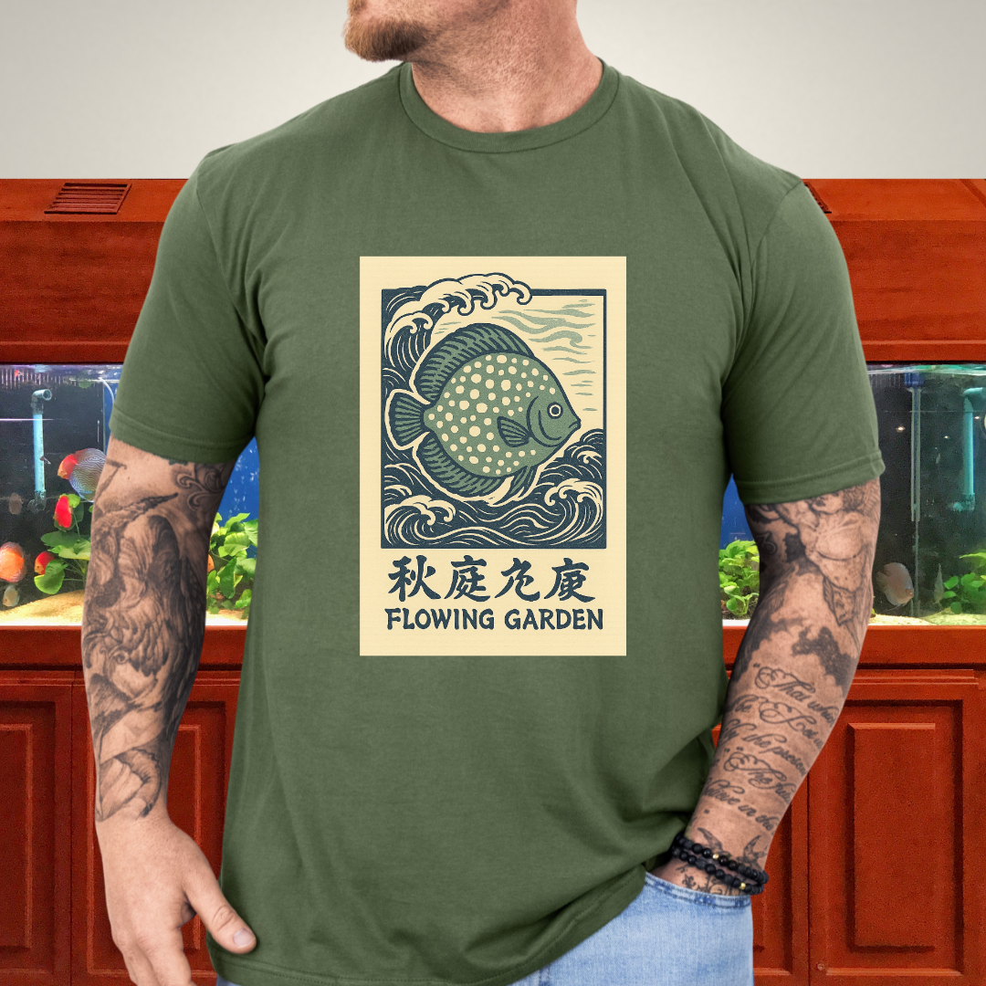 Spotted Green Discus Japanese Wave T-Shirt