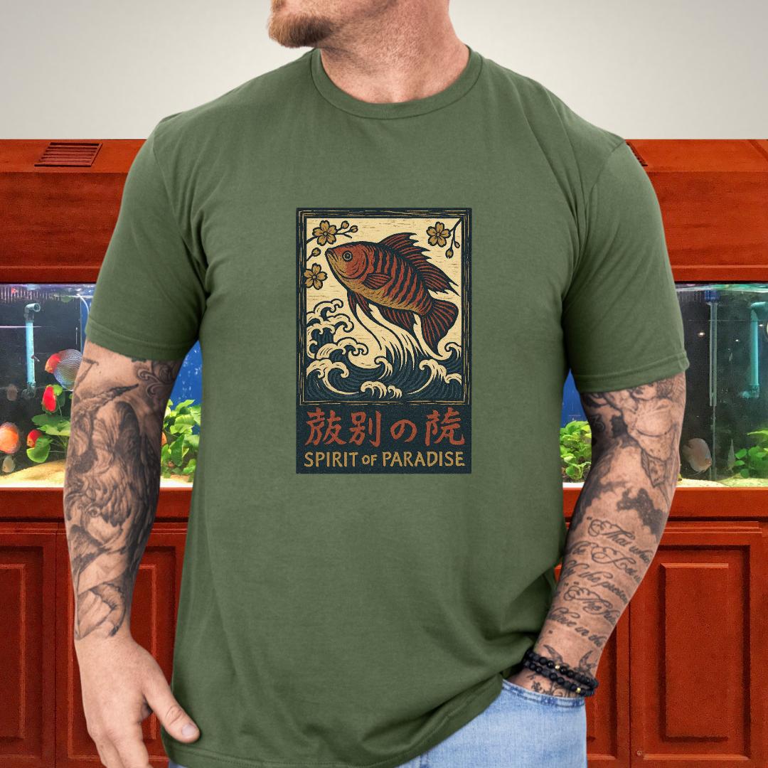 Spirit of Paradise Tee – Ukiyo-e Paradise Fish Wave Design