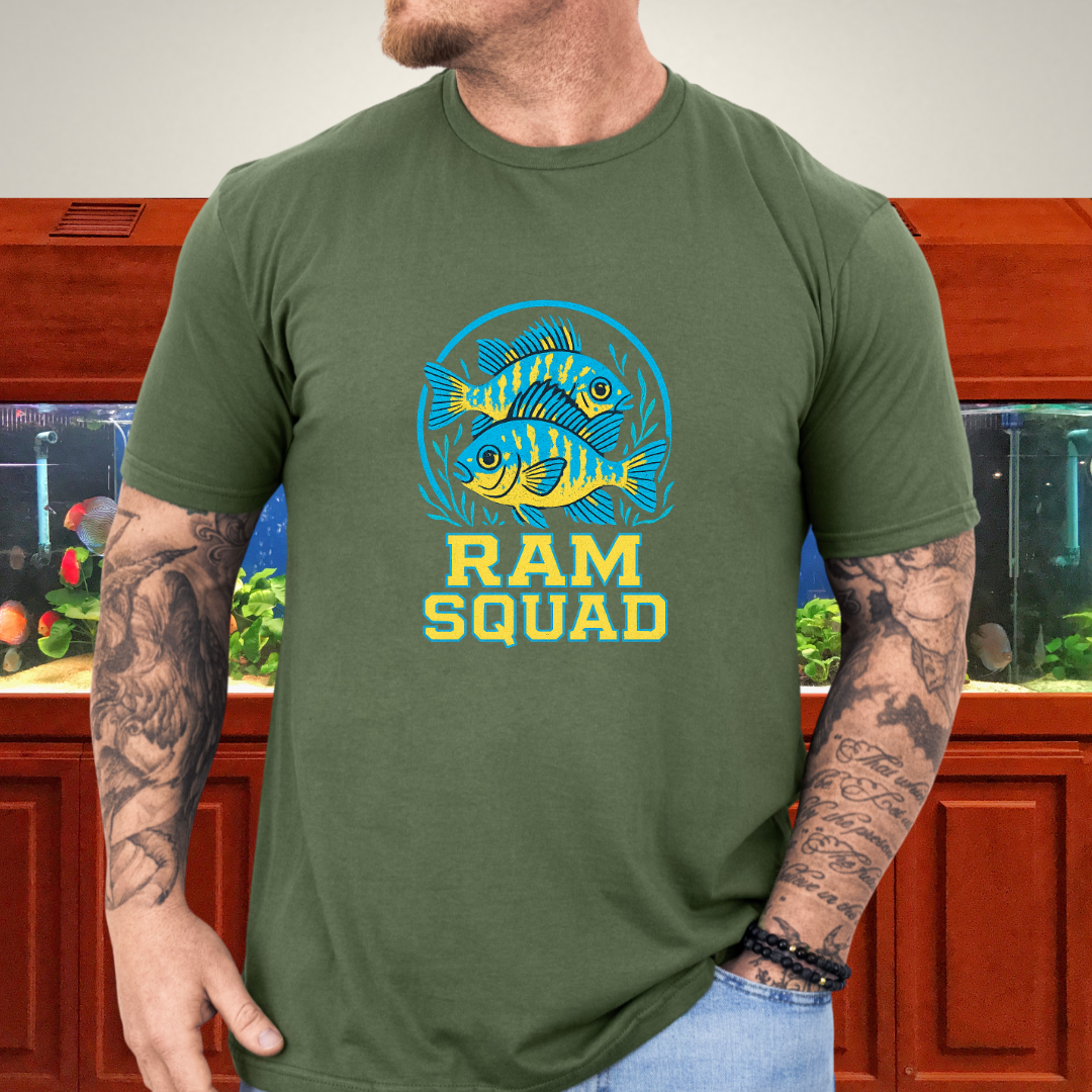 Ram Squad Tee – German Blue Ram Retro Sports Logo Design