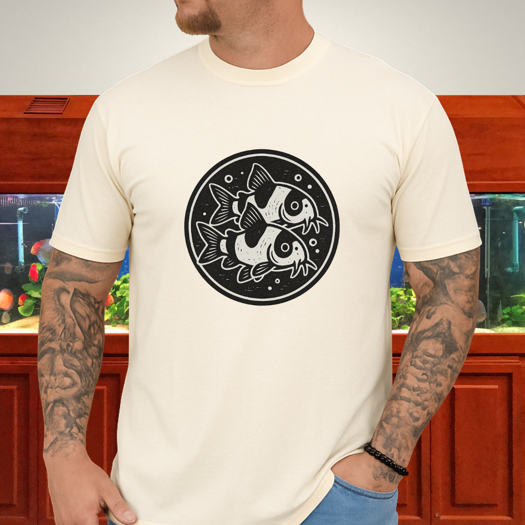 Double the Charm Tee – Panda Corydoras Retro Woodcut