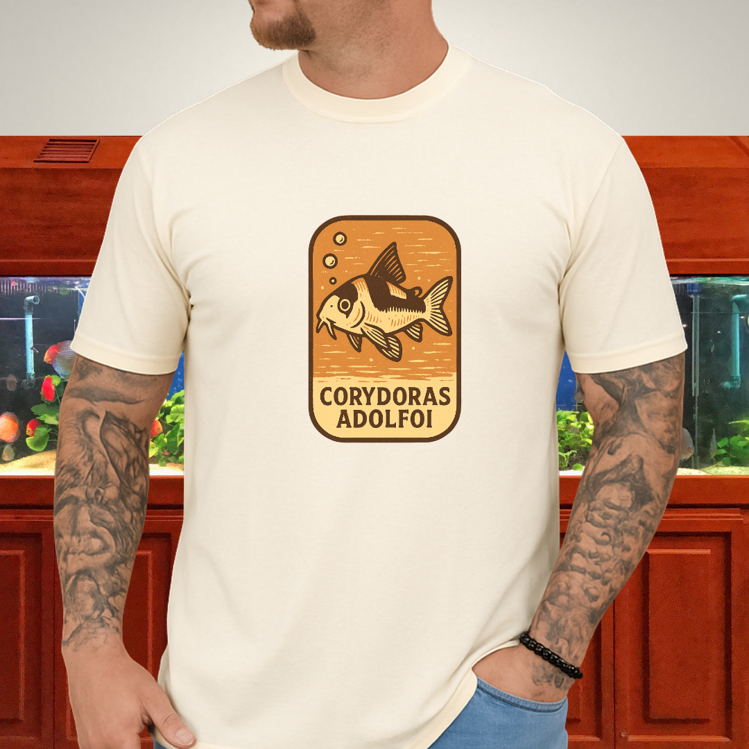 Retro Hover Tee – Corydoras Adolfoi Woodcut Style