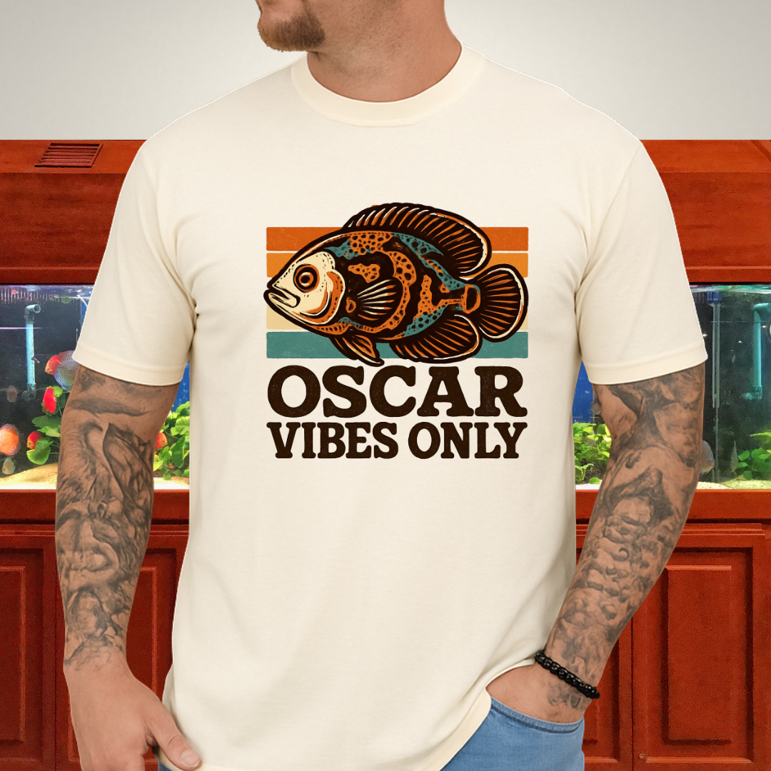 Retro Oscar Cichlid T-Shirt – 70s Groovy Fish Vibes