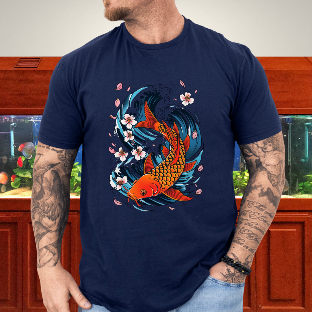 Koi Wave Graphic Tee – Tattoo Style Aquatic Shirt