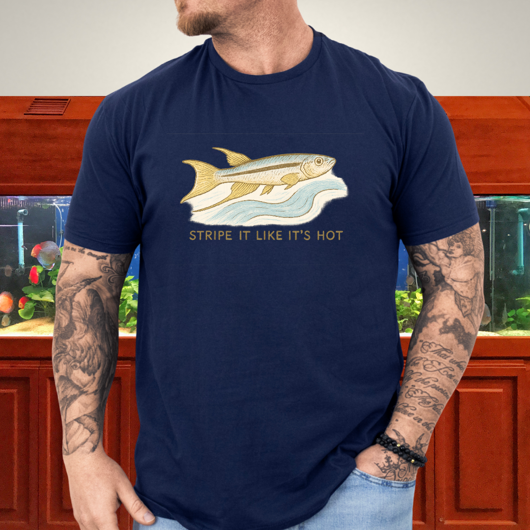 Stripe It Like It’s Hot Tee – Bivittatum Killifish Surreal Design