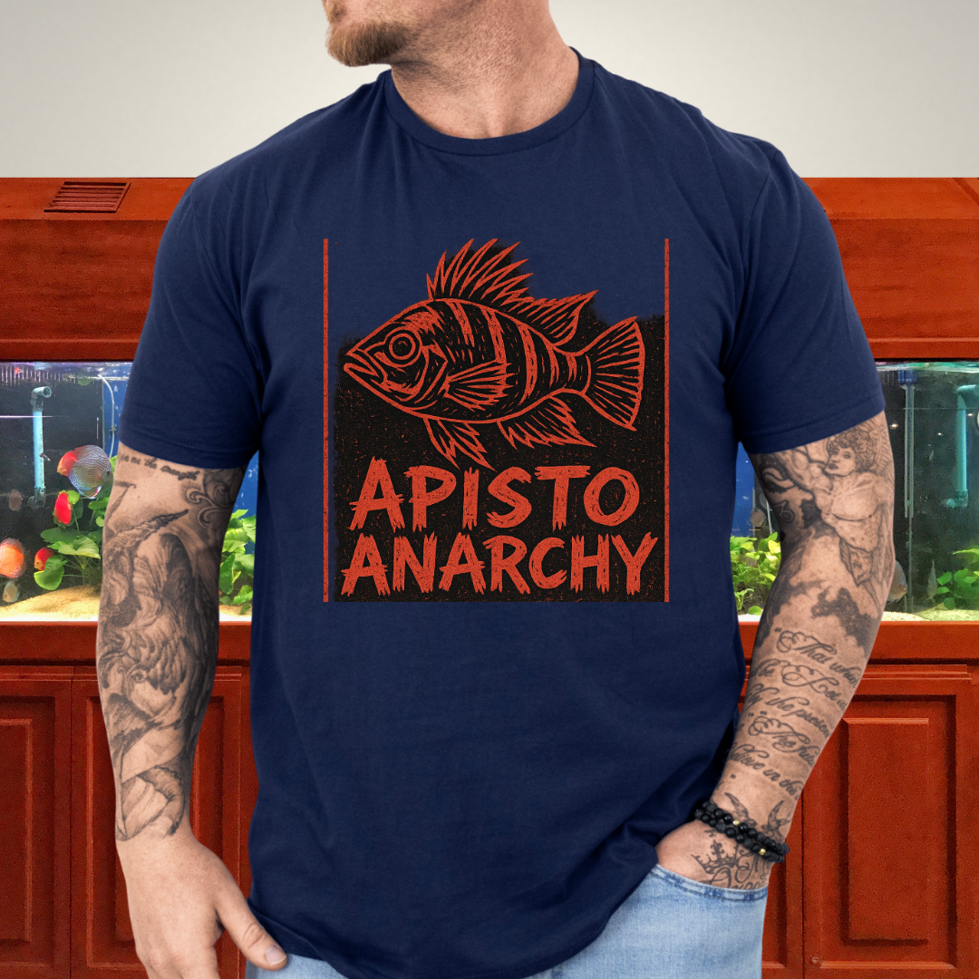 Apisto Anarchy Tee – Punk Band Poster Cichlid Design