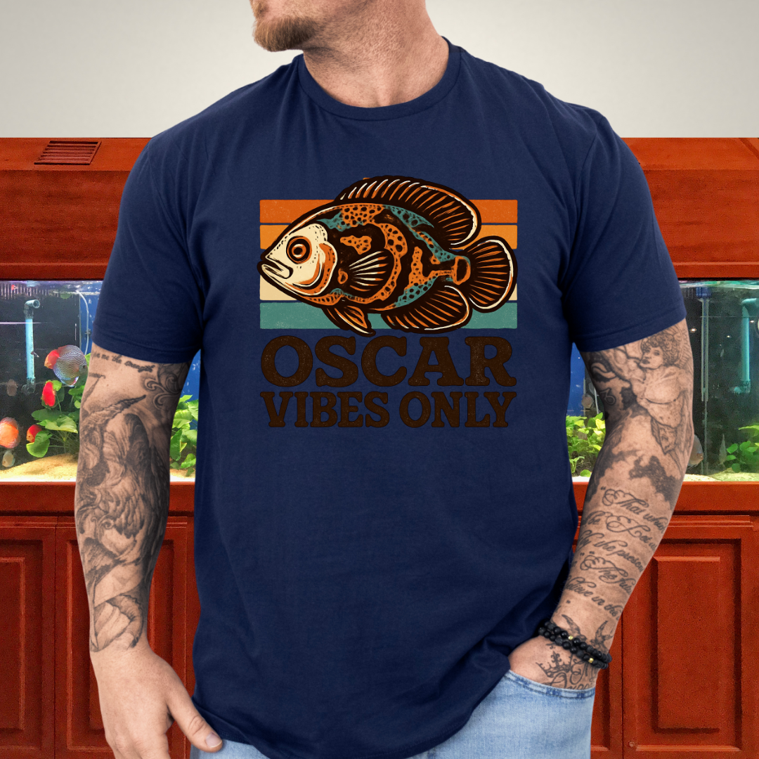 Retro Oscar Cichlid T-Shirt – 70s Groovy Fish Vibes