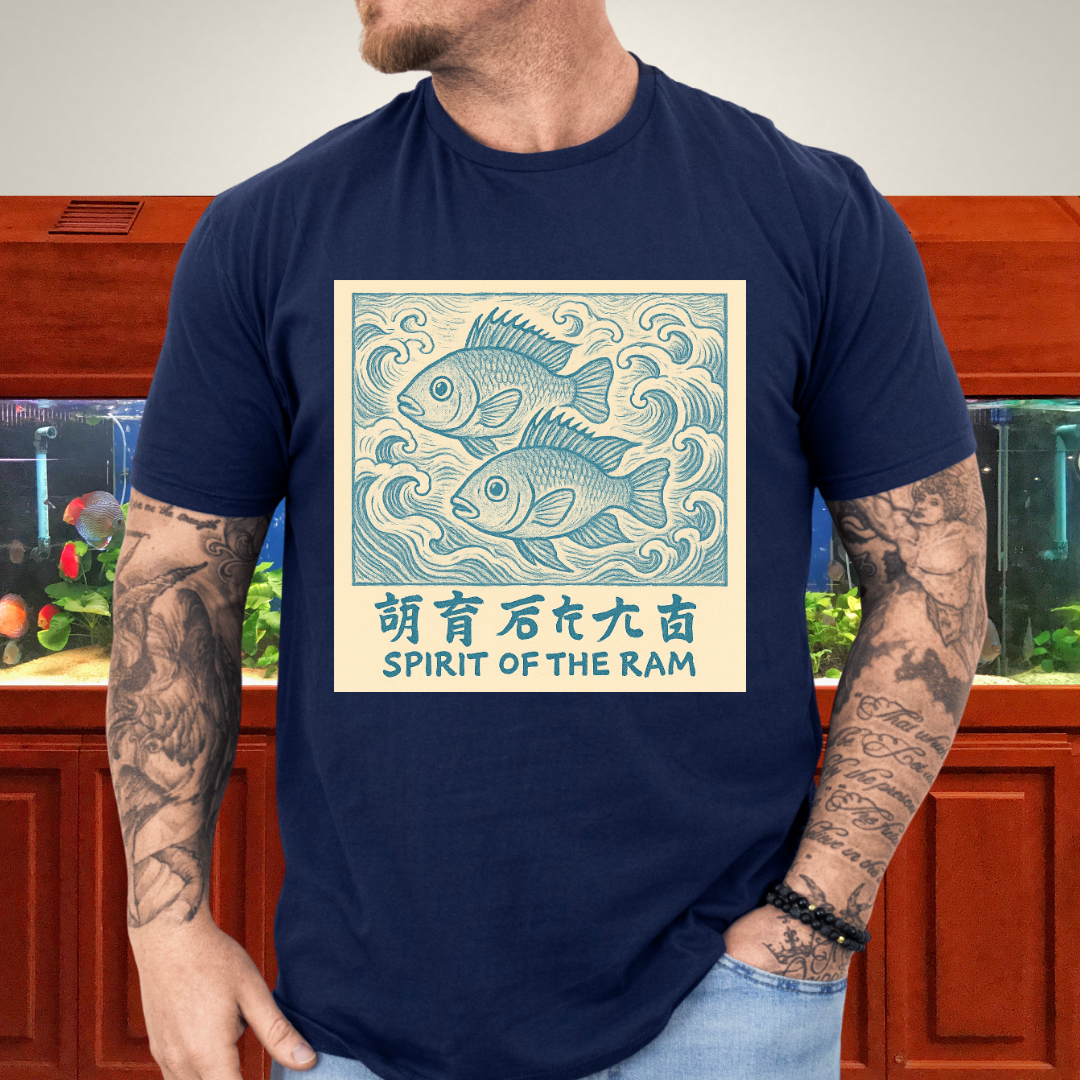 Spirit of the Ram Tee – Ukiyo-e Inspired Cichlid Design