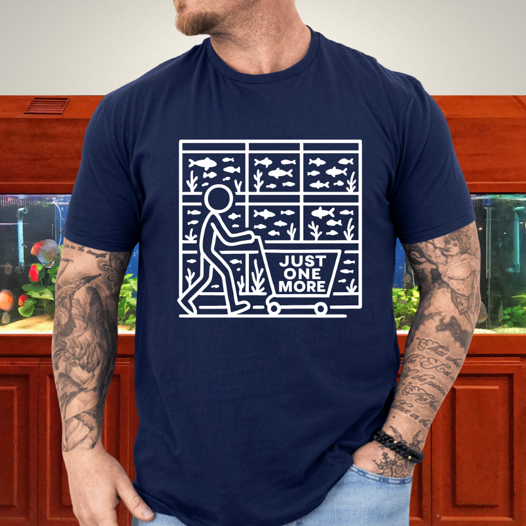 One More Tank T-Shirt – Stick Figure Aquarium Hobby Humor