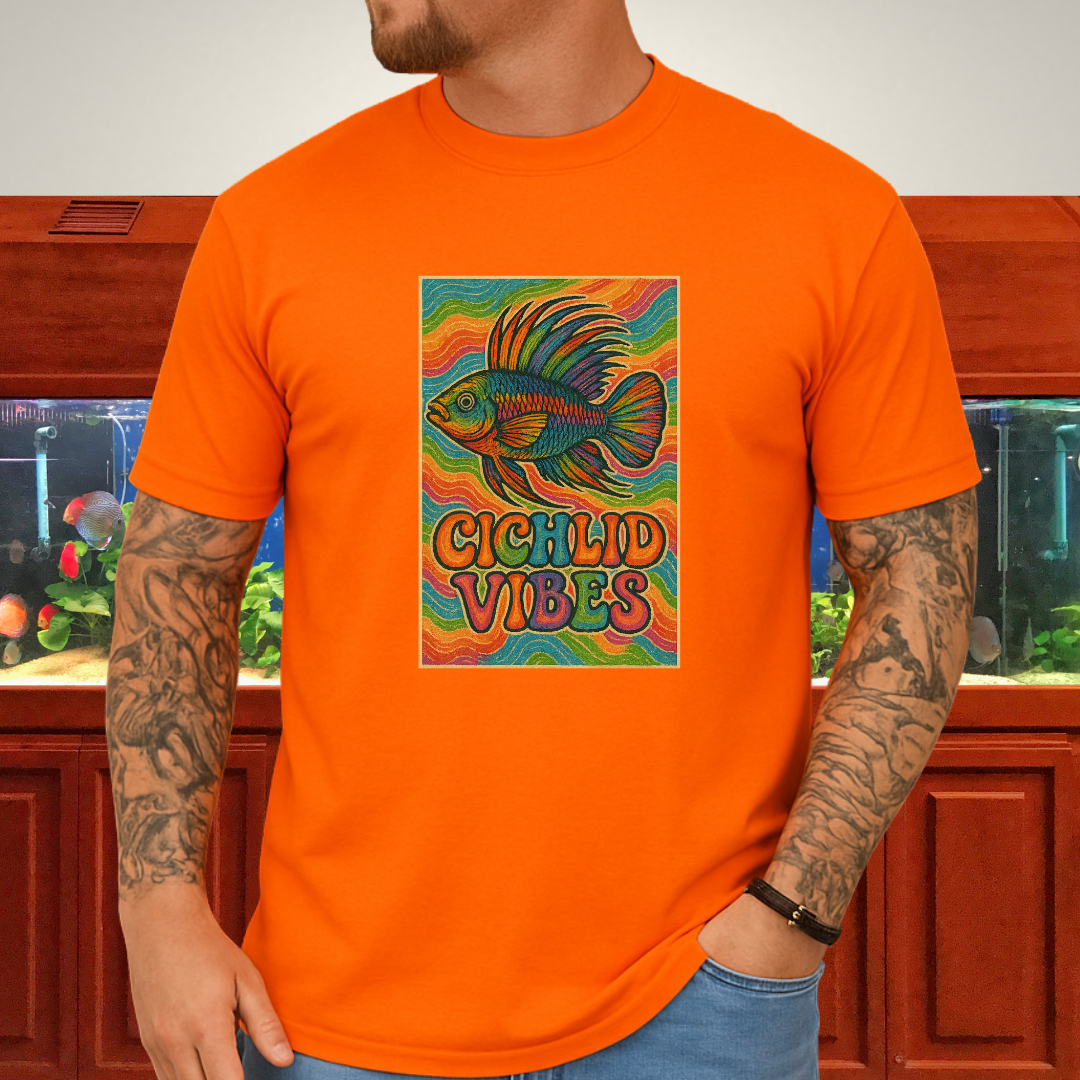Cichlid Vibes Tee – Groovy Rainbow Apistogramma Design