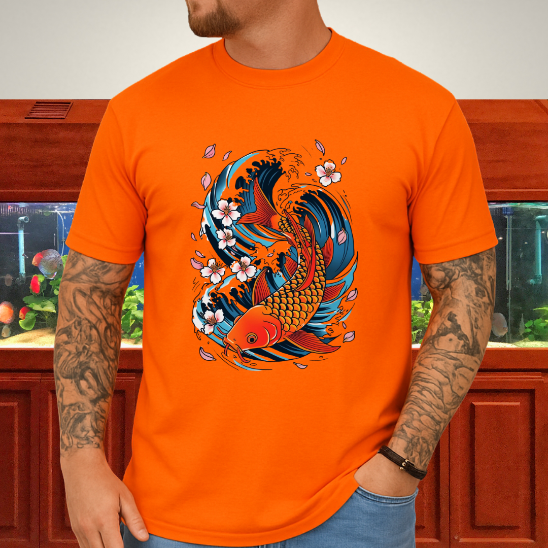 Koi Wave Graphic Tee – Tattoo Style Aquatic Shirt