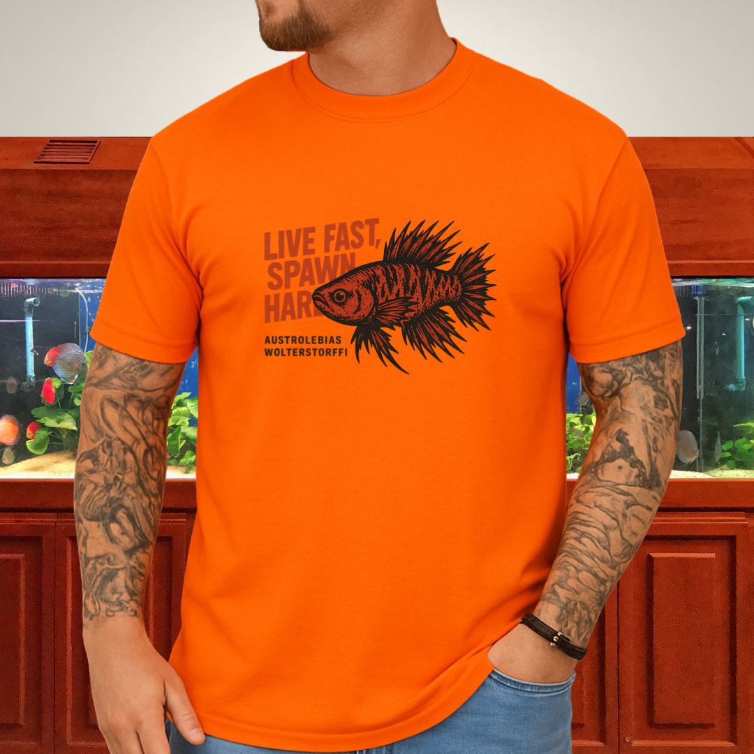 Live Fast, Spawn Hard Tee – Wolterstorffi Killifish Punk Design