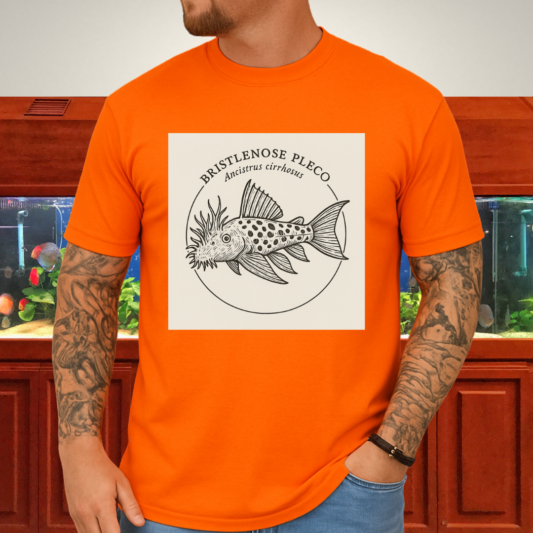 Bristlenose Pleco Tee – Monochrome Etching Style Design