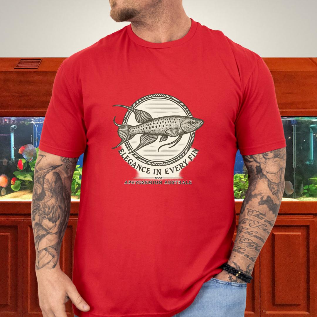 Elegance in Every Fin Tee – Lyretail Killifish Crest Design