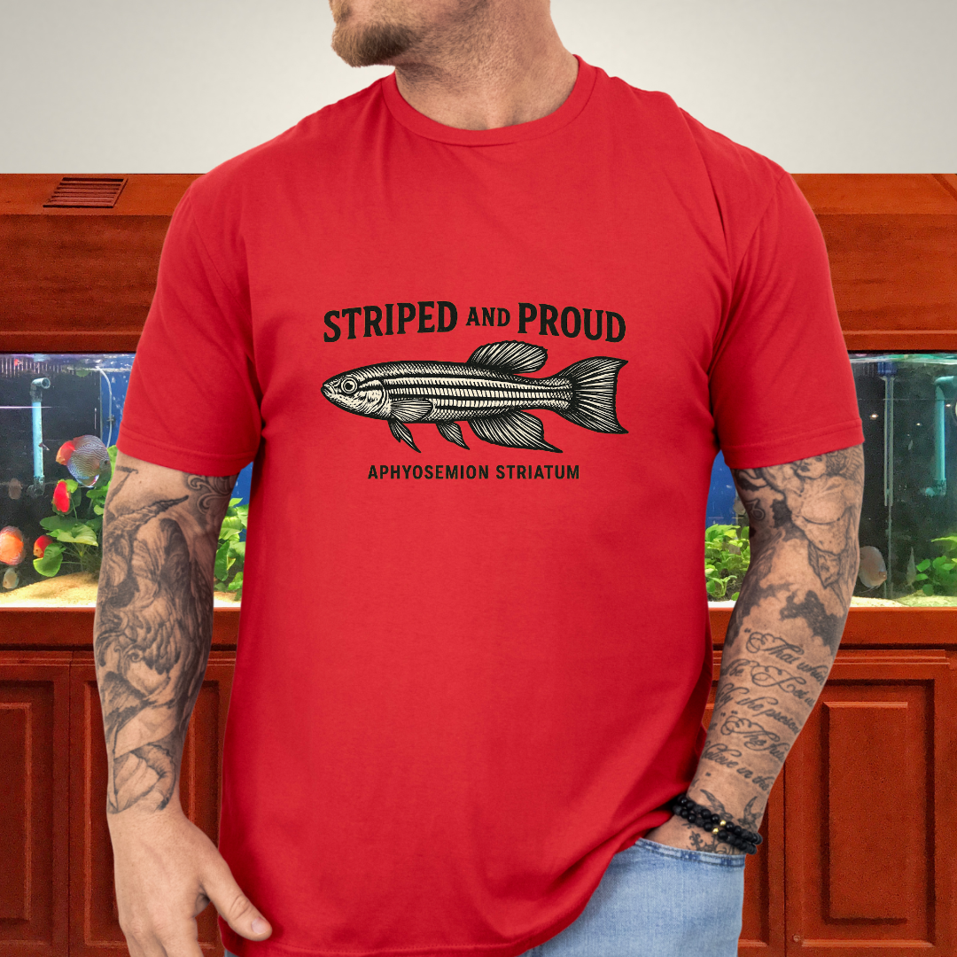 Striped and Proud Tee – Aphyosemion Striatum Retro Banner