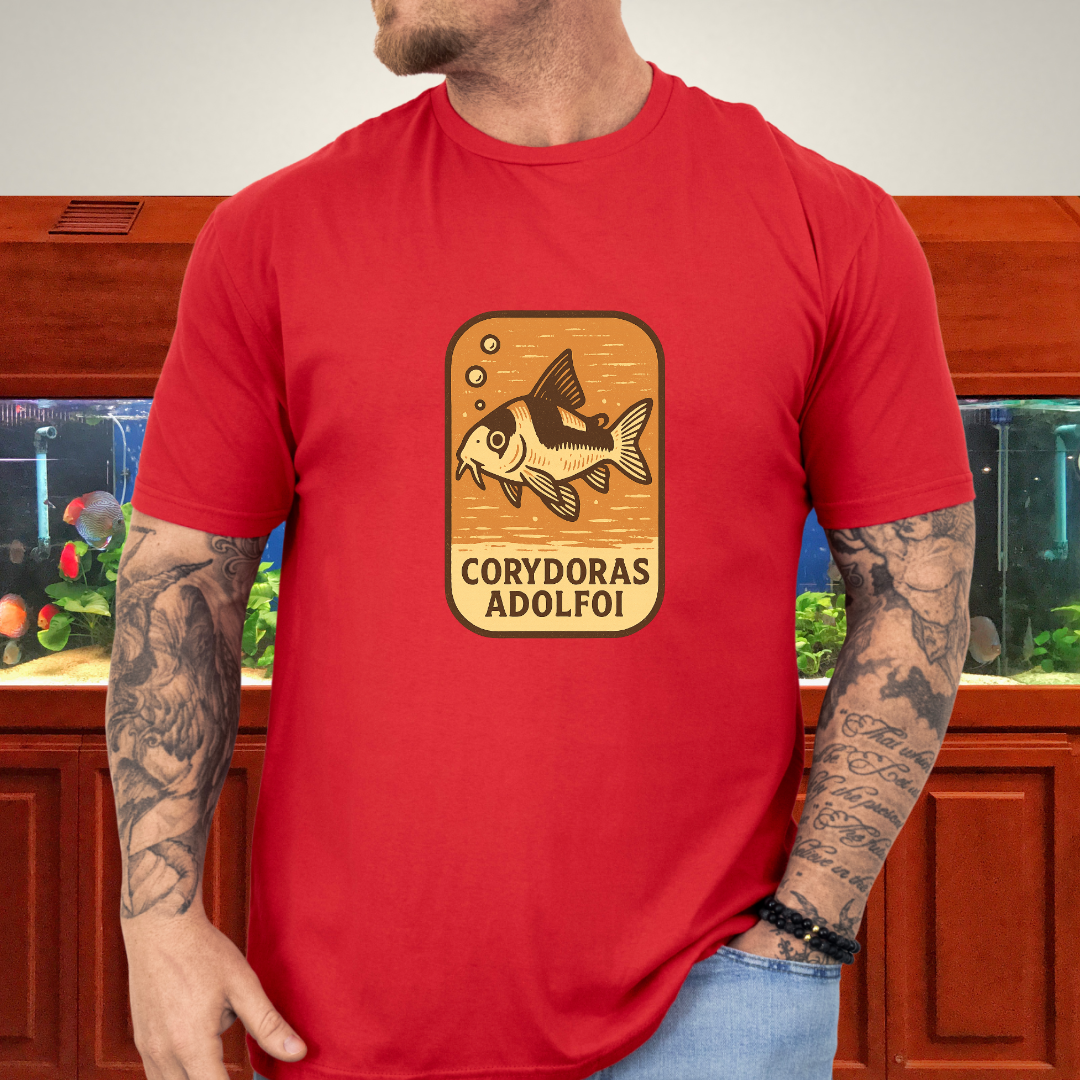 Retro Hover Tee – Corydoras Adolfoi Woodcut Style