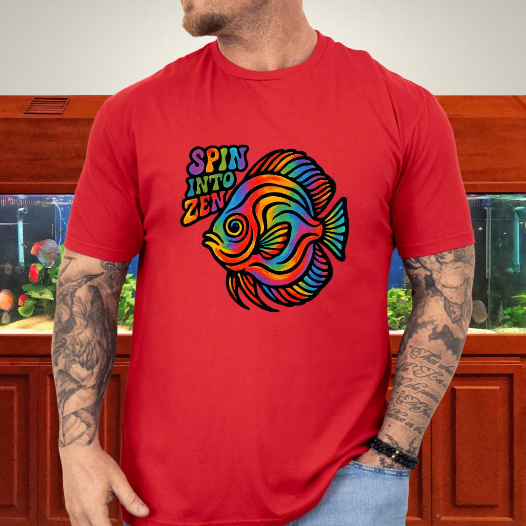 Rainbow Zen Discus Fish Tee – Psychedelic Aquarium Vibes-T-Shirt-Fish & Friends Tees
