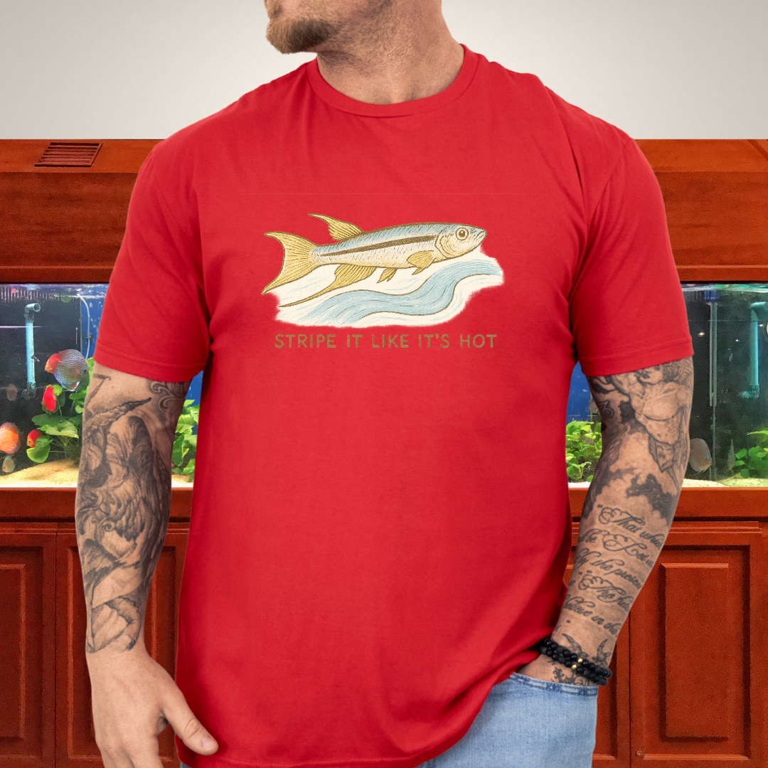 Stripe It Like It’s Hot Tee – Bivittatum Killifish Surreal Design