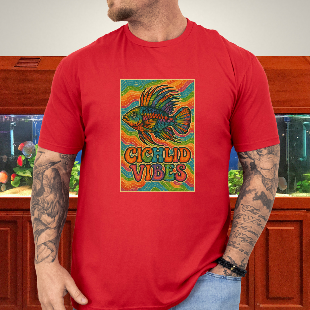 Cichlid Vibes Tee – Groovy Rainbow Apistogramma Design