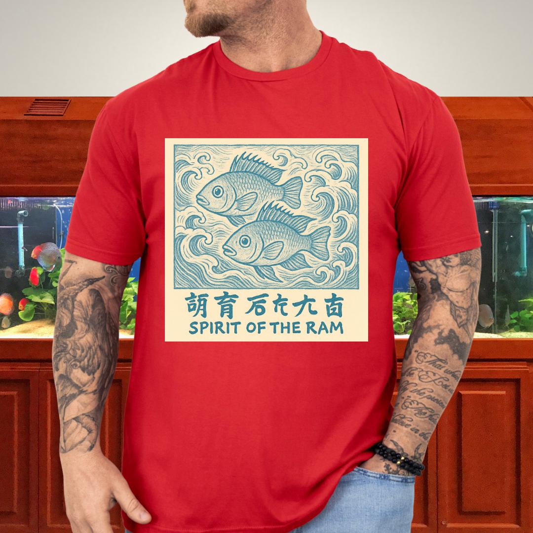 Spirit of the Ram Tee – Ukiyo-e Inspired Cichlid Design-T-Shirt-Fish & Friends Tees