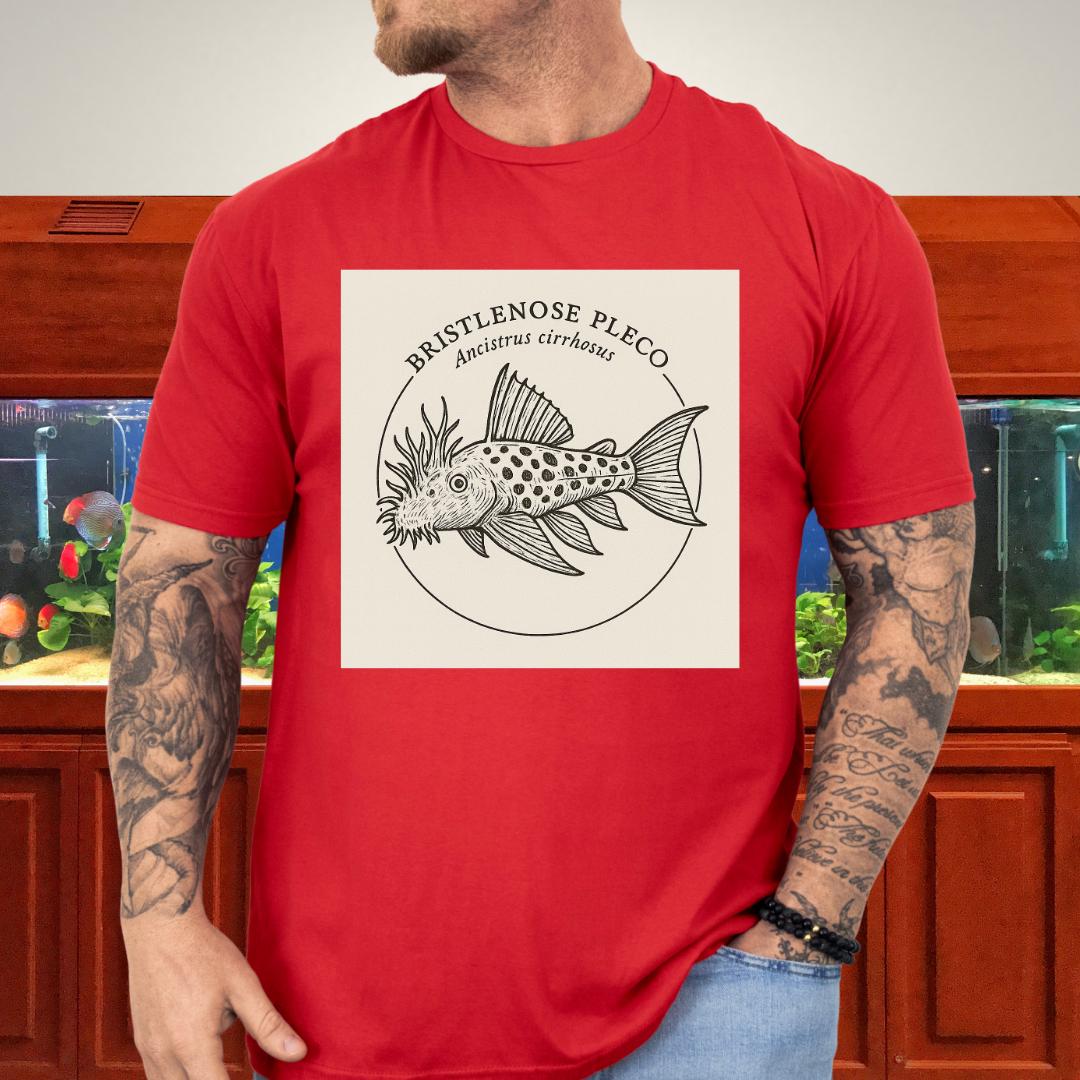 Bristlenose Pleco Tee – Monochrome Etching Style Design-T-Shirt-Fish & Friends Tees