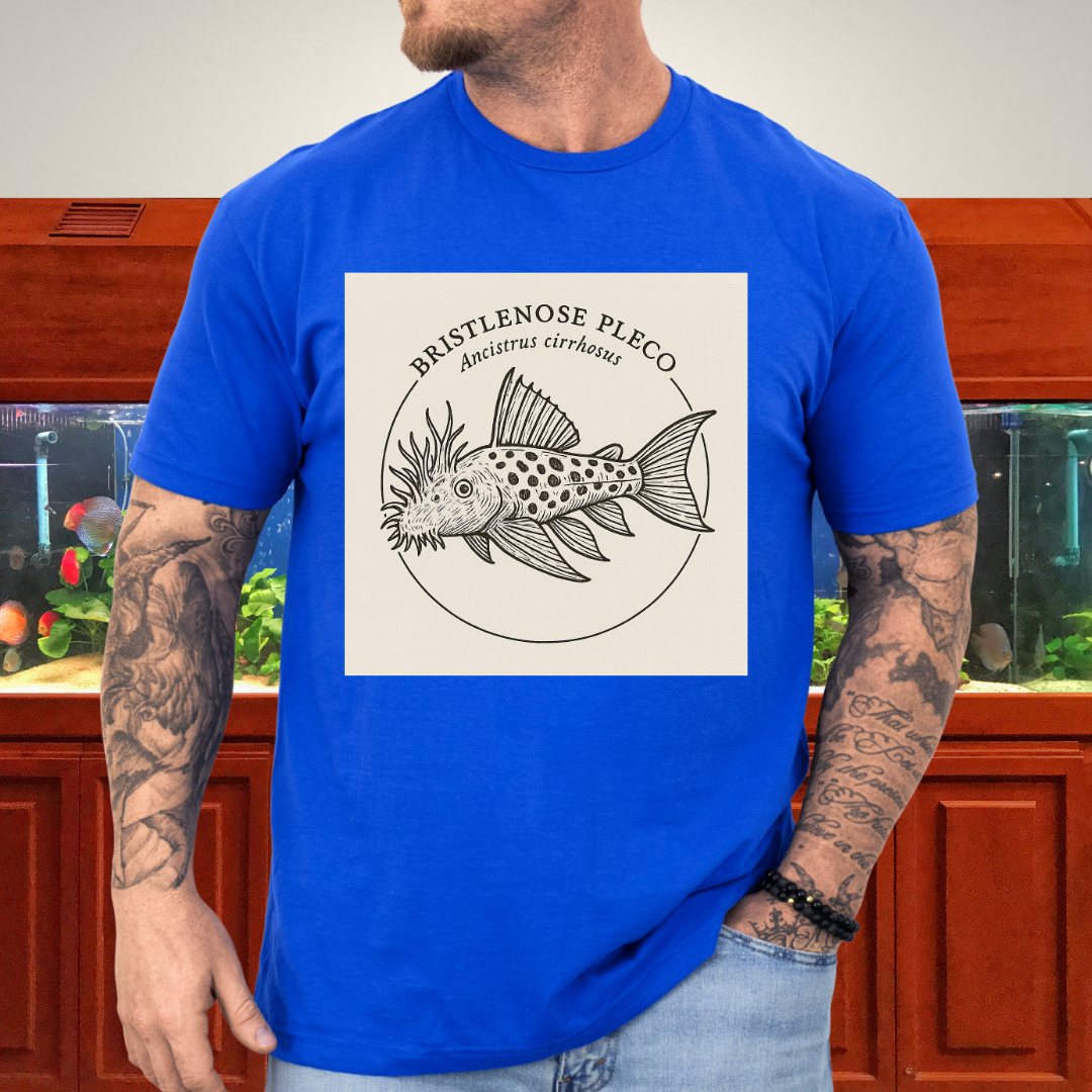 Bristlenose Pleco Tee – Monochrome Etching Style Design