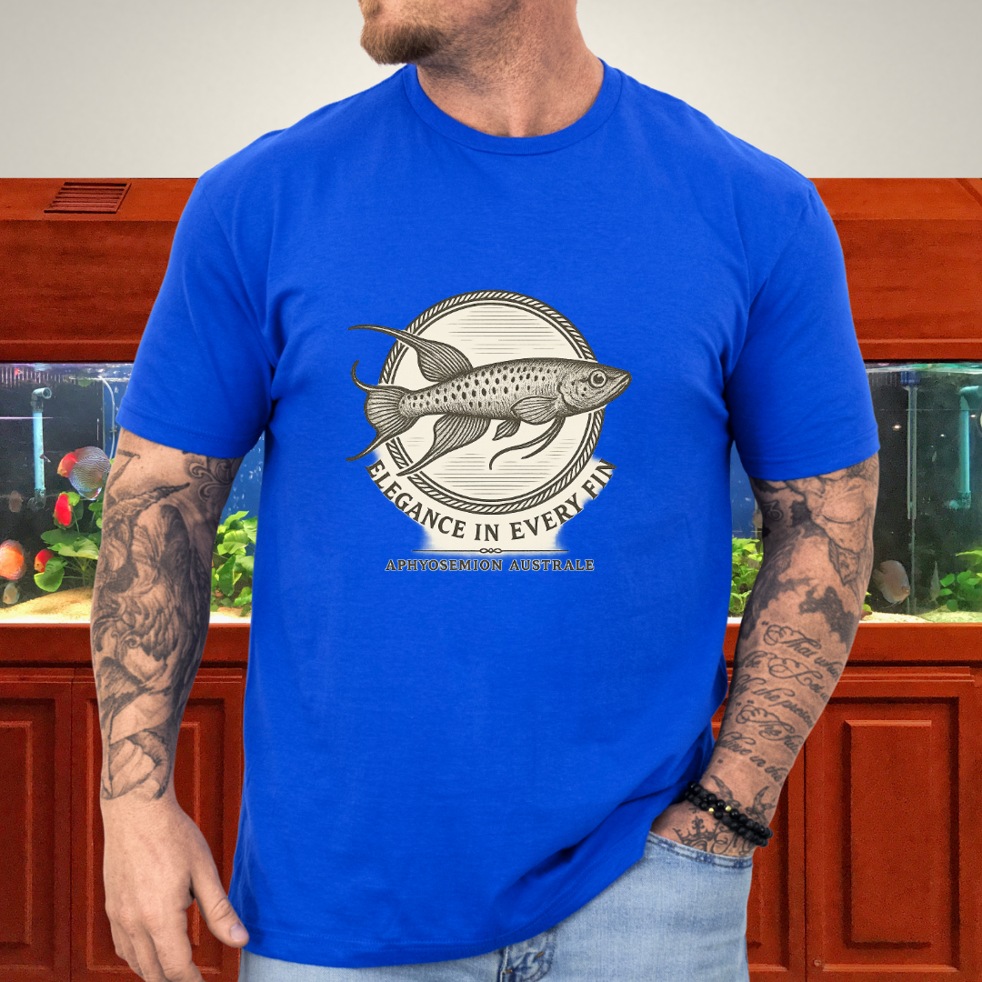 Elegance in Every Fin Tee – Lyretail Killifish Crest Design