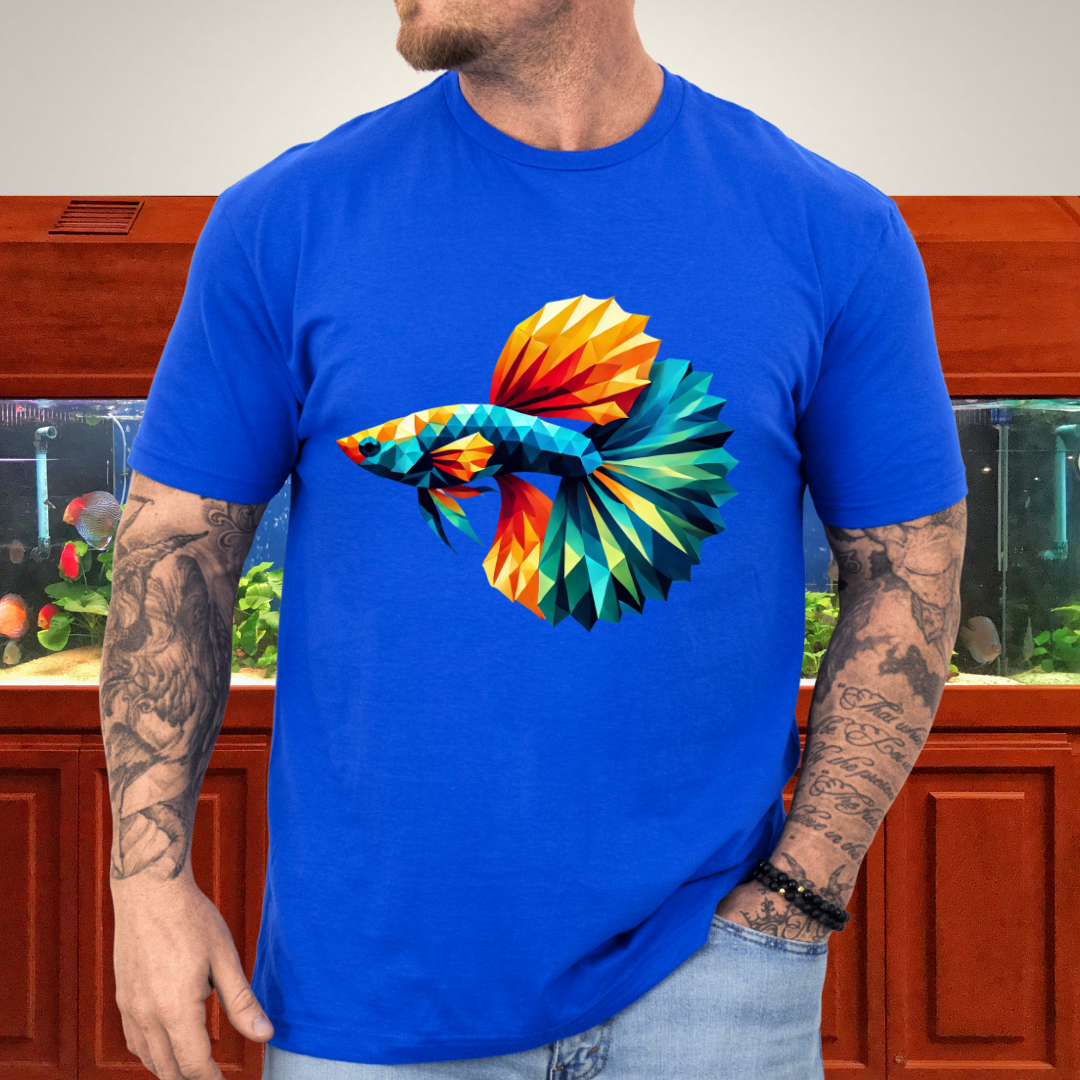 Geometric Guppy Fish T-Shirt – Polygonal Aquarium Style