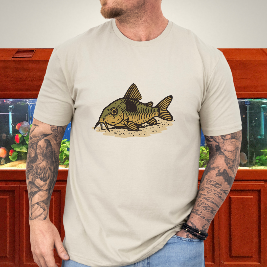 Bronze Corydoras Tee – Realistic Sand Rest Design