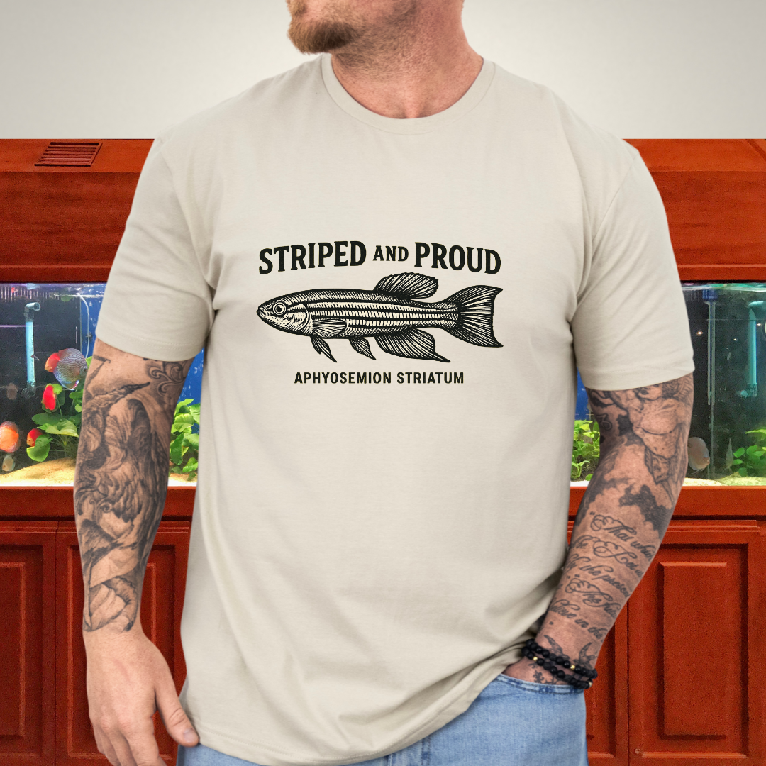 Striped and Proud Tee – Aphyosemion Striatum Retro Banner