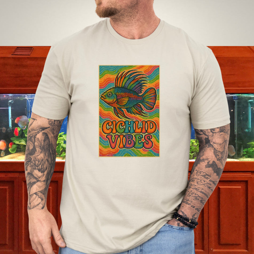 Cichlid Vibes Tee – Groovy Rainbow Apistogramma Design