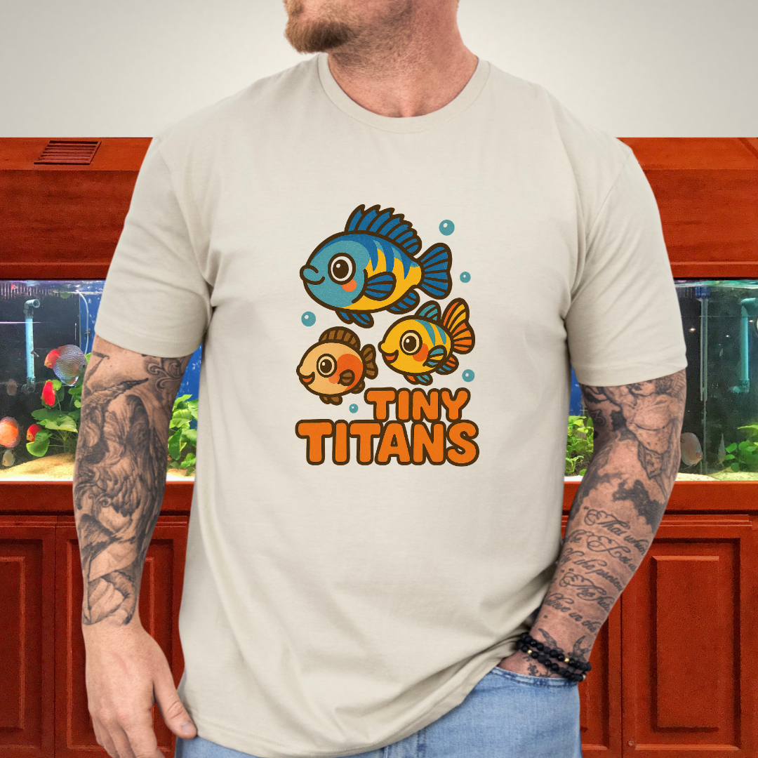 Tiny Titans Tee – Kawaii Dwarf Cichlid Cartoon Design