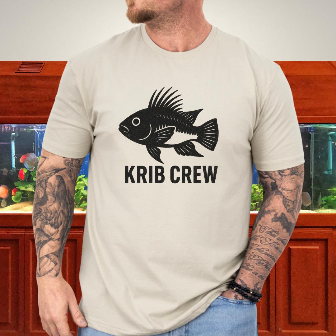 Krib Crew Tee – Minimal Monochrome Kribensis Logo Design-T-Shirt-Fish & Friends Tees