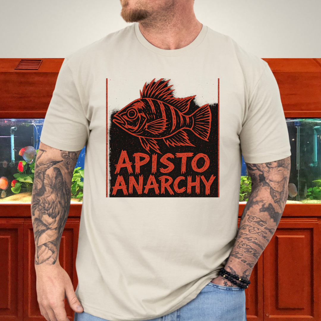Apisto Anarchy Tee – Punk Band Poster Cichlid Design