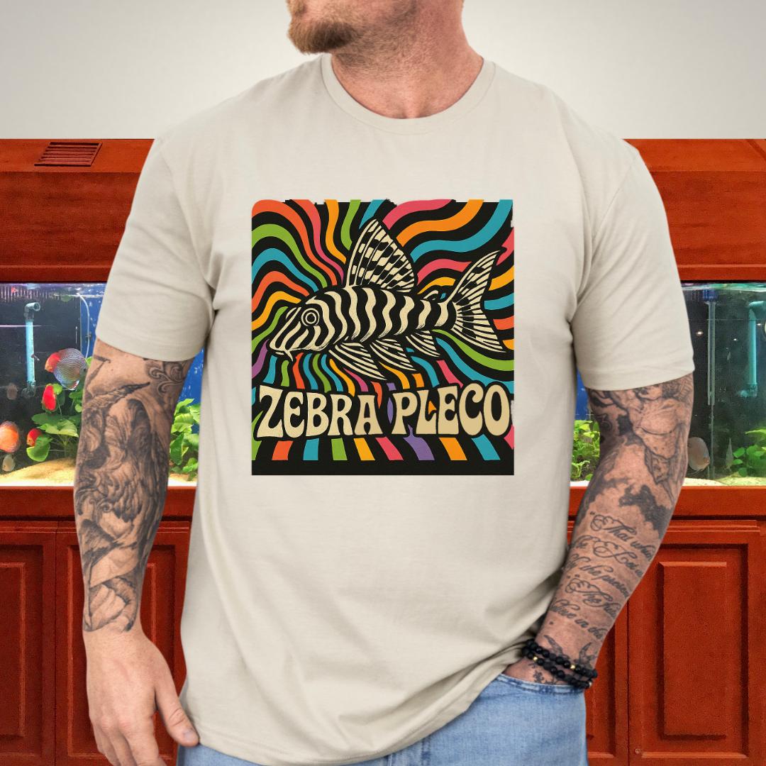 Zebra Pleco Tee – Psychedelic Rainbow Catfish Design