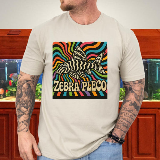 Zebra Pleco Tee – Psychedelic Rainbow Catfish Design