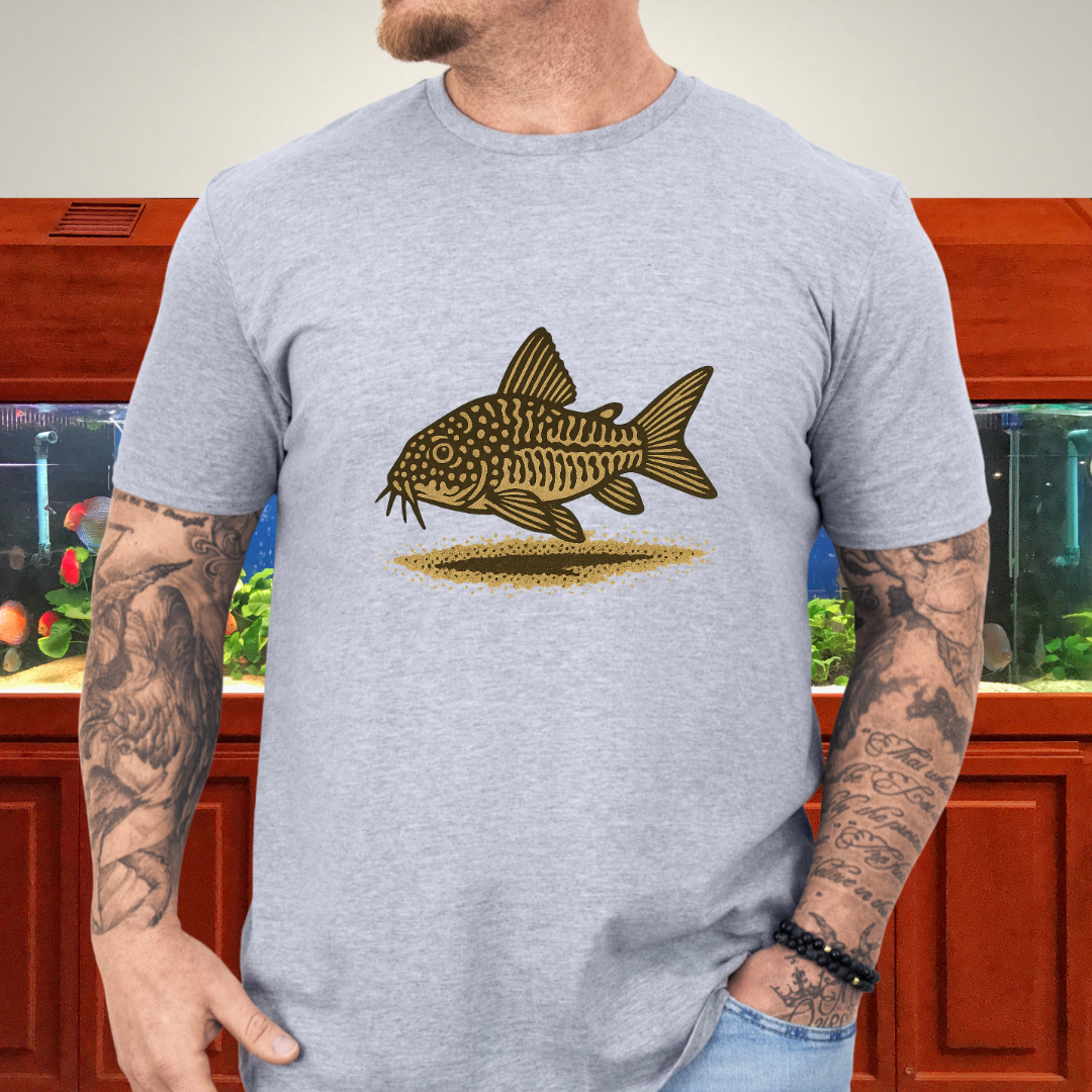Sand Dweller Tee – Realistic Sterbai Corydoras Design
