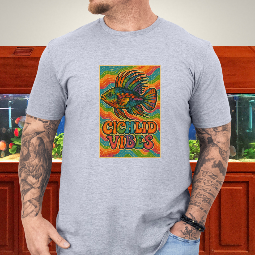 Cichlid Vibes Tee – Groovy Rainbow Apistogramma Design
