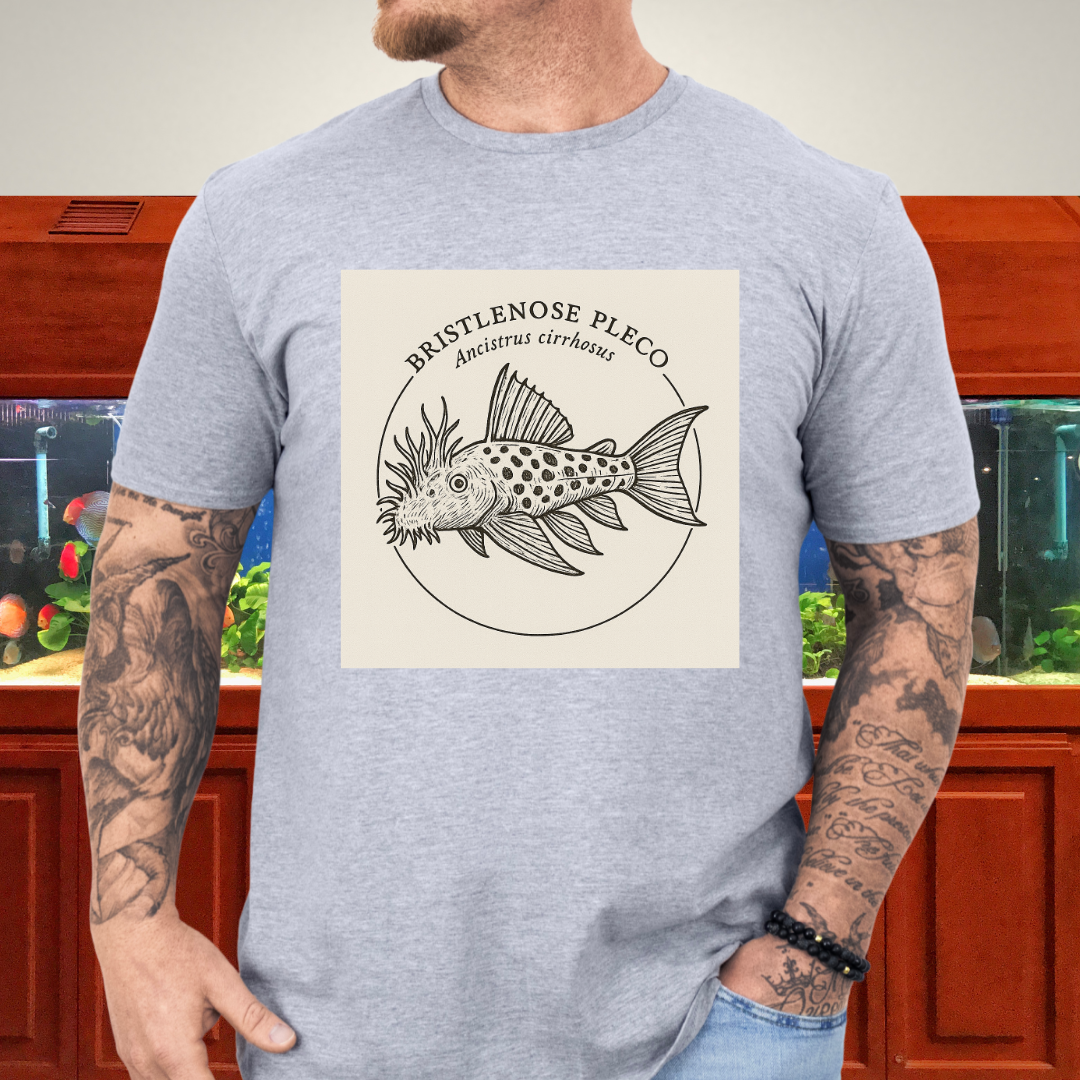 Bristlenose Pleco Tee – Monochrome Etching Style Design