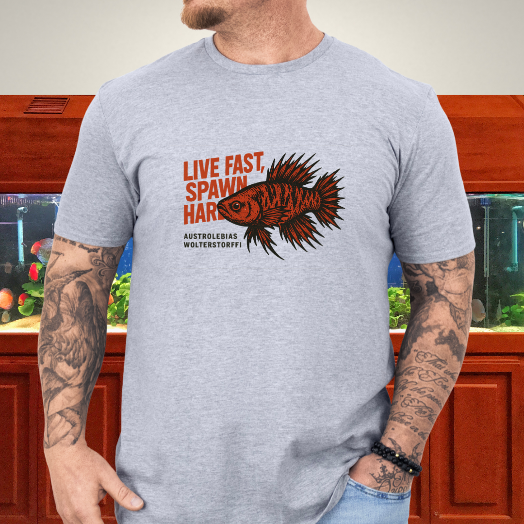 Live Fast, Spawn Hard Tee – Wolterstorffi Killifish Punk Design